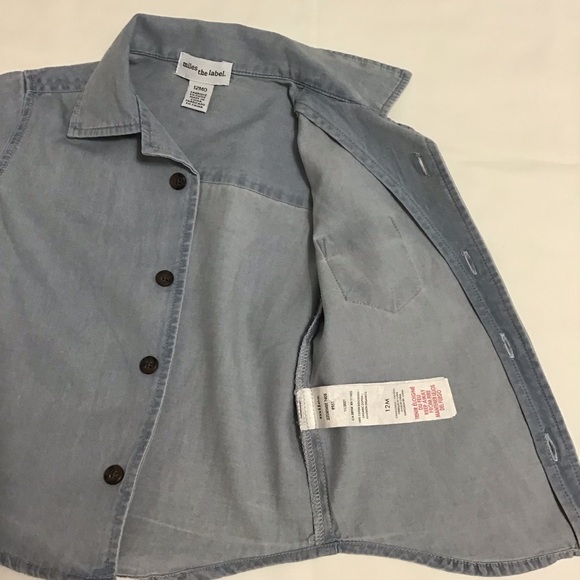 Miles the Label Baby Boy 2-piece Outfit Chambray Shirt and Shorts Size 12 Month - Picture 10 of 15